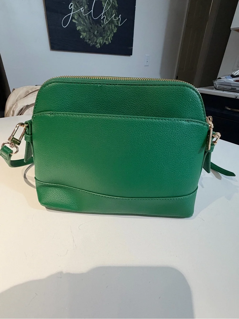 Anne‎ Klein Emerald Green Pebbled Crossbody Bag